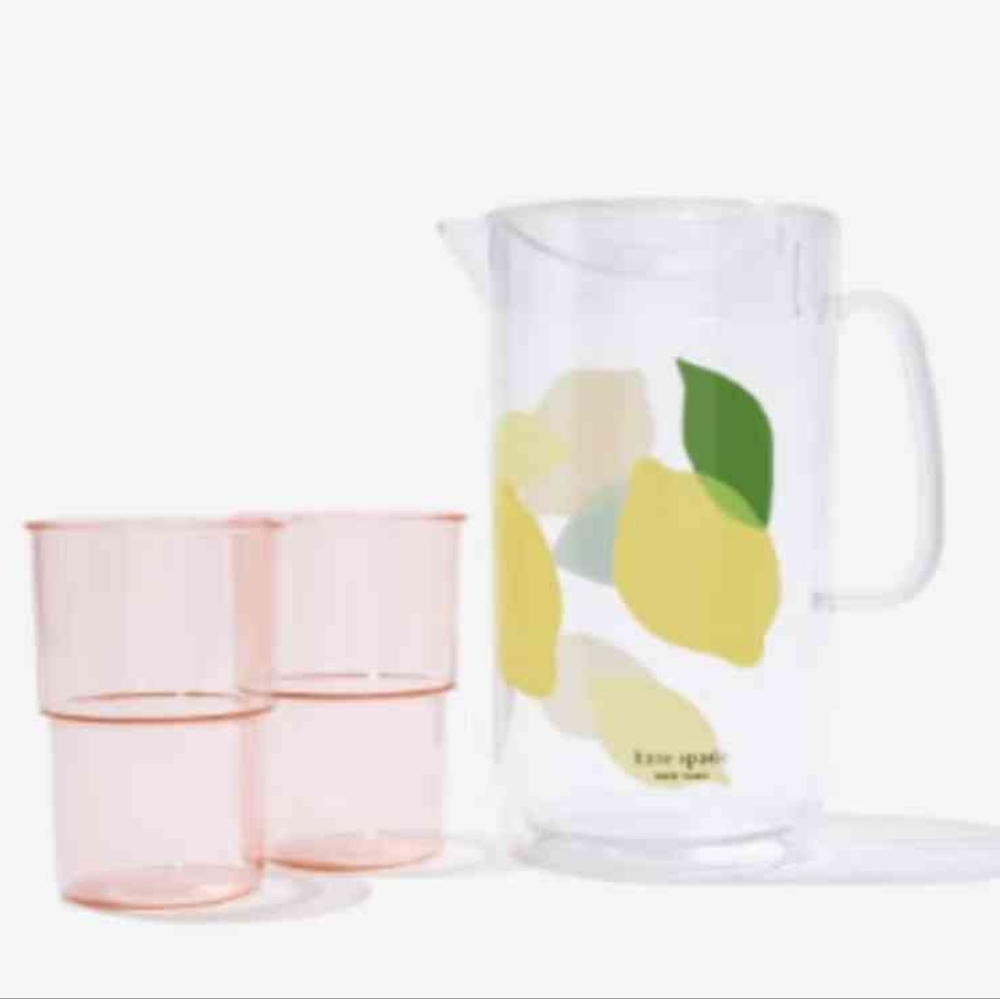 Kate Spade lemon pitcher and cups